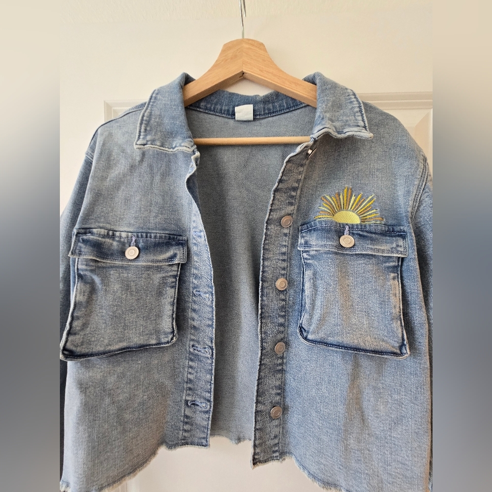 Embroidered Sun Denim Jacket